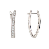 18K White Gold V Inside Outside Diamond Hoop Earrings